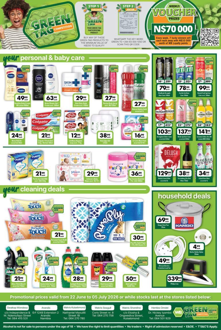 Your Woermann personal care, baby products, cleaning supplies and household deals flyer with discounted items