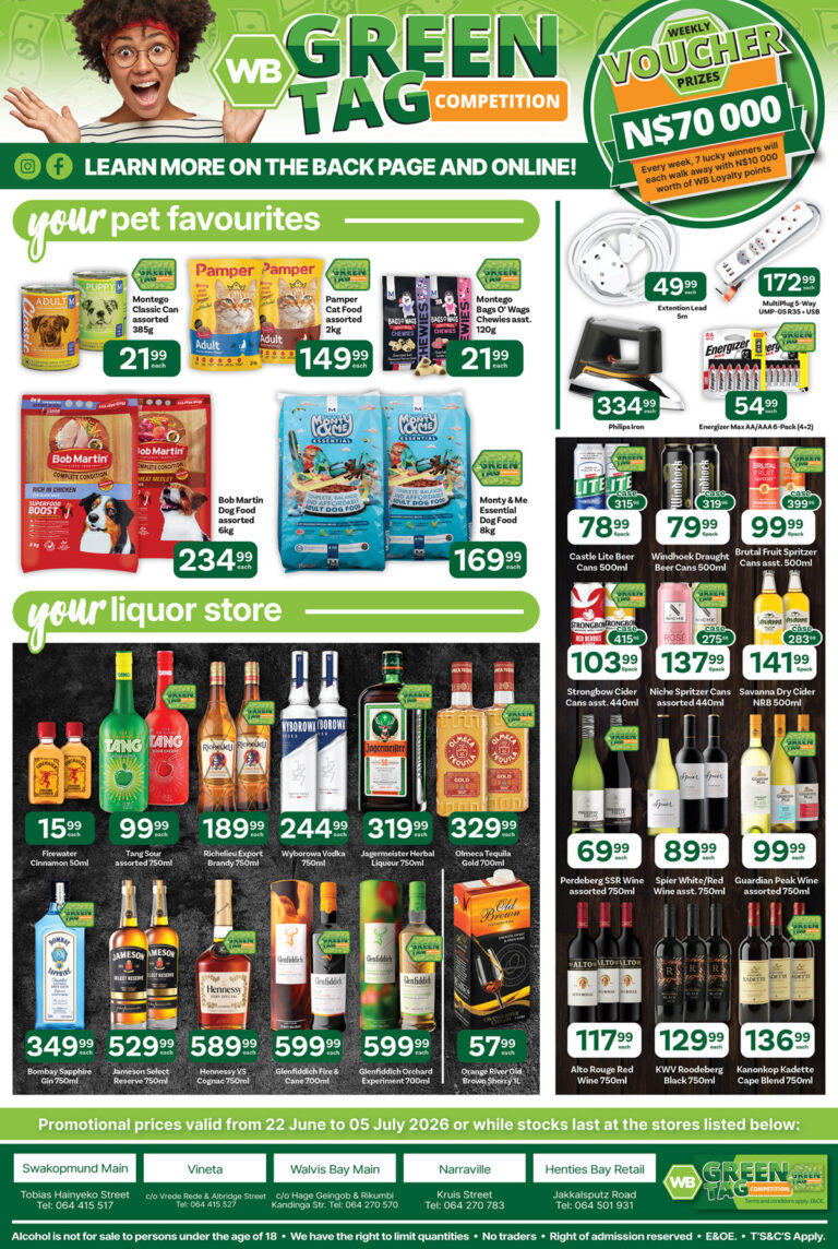 Your Woermann pet food and liquor specials including dog food, beer, wine and spirit