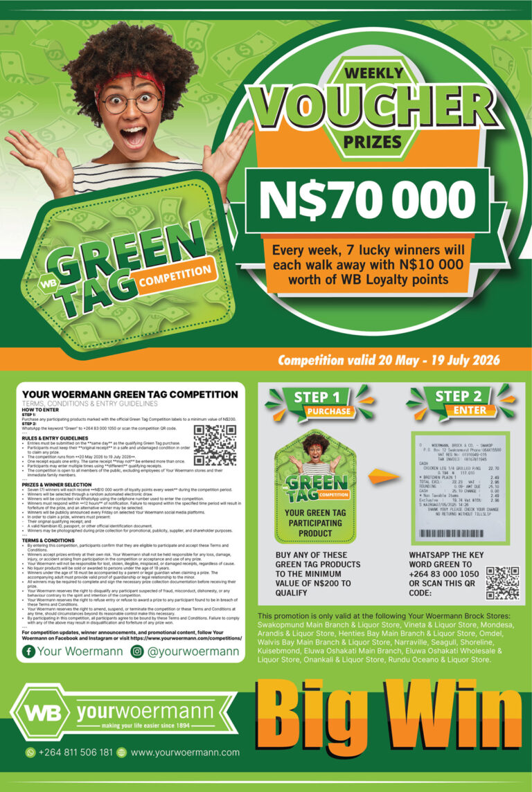 Your Woermann Green Tag competition entry steps and terms with receipt example and QR code